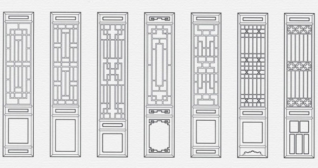 什邡常用中式仿古花窗图案隔断设计图